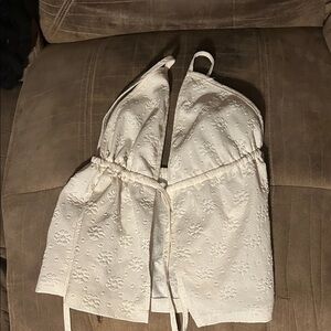 White Textured Halter Top